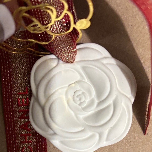 Chanel Red and Gold Ribbon with White Floral Accent - Picture 8 of 16